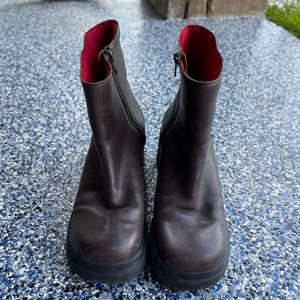 Dark Brown Cloud Nine Nine West Leather Boots Size 8.5